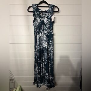 Anthropologie Floral Ribbed Maxi Dress